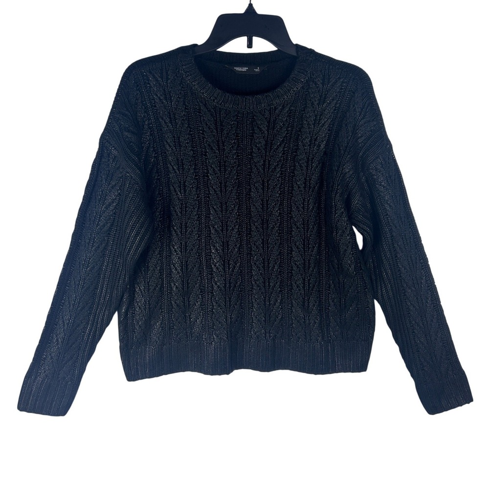 Simply Vera Vera Wang Womens Small Black Cable Knit Pullover Sweater RN 46919